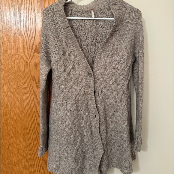 Free People Sweaters - Free People Taupe Cable Knit Cardigan (wool blend)